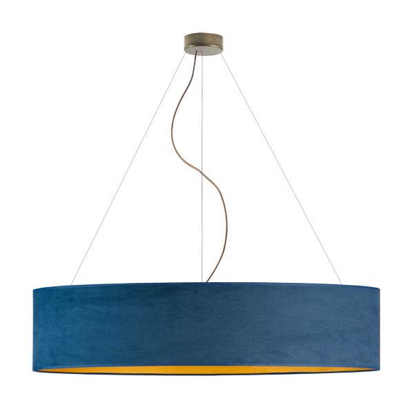 Lampa wisząca na czarnym stelażu PORTO VELUR fi - 100 cm - kolor morski ze złotym wnętrzem  Lysne