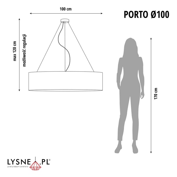 Oświetlenie sufitowe nad stół PORTO VELUR fi - 100 cm - kolor morski  Lysne