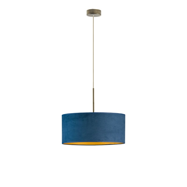 Lampa Nowoczesna  do salonu SINTRA VELUR fi - 40 cm - kolor granatowy ze złotym wnętrzem  Lysne