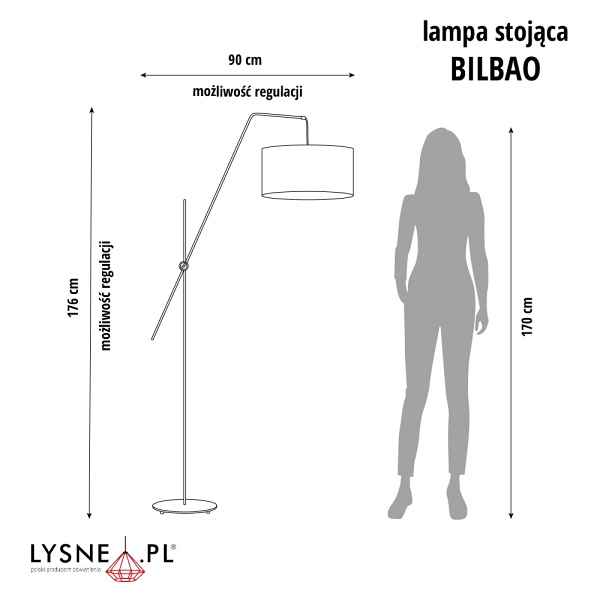 Lampa stojąca na srebrnym stelażu BILBAO VELUR  Lysne