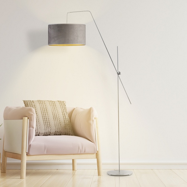 Lampa stojąca na srebrnym stelażu BILBAO VELUR  Lysne