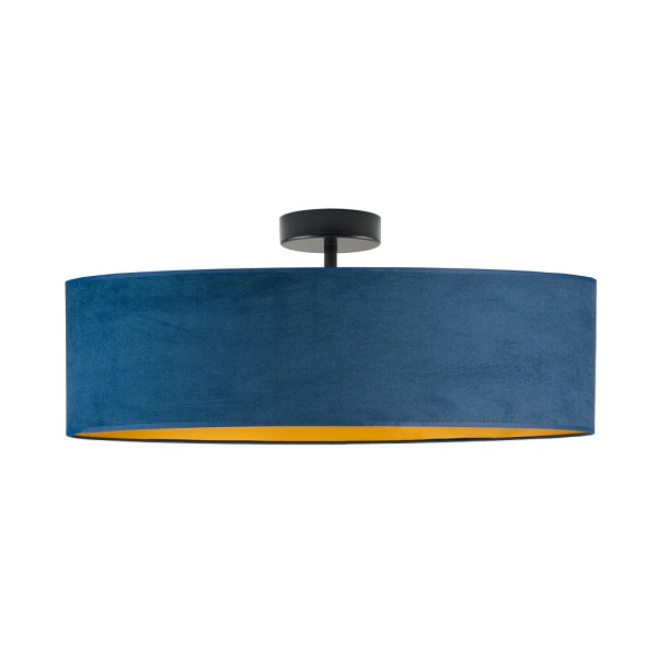 Plafon do jadalni WENECJA VELUR fi - 60 cm kolor granatowy ze złotym wnętrzem  Lysne
