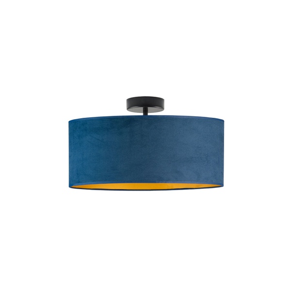 Plafon Designerska iera WENECJA VELUR fi - 40 cm kolor morski ze złotym wnętrzem  Lysne