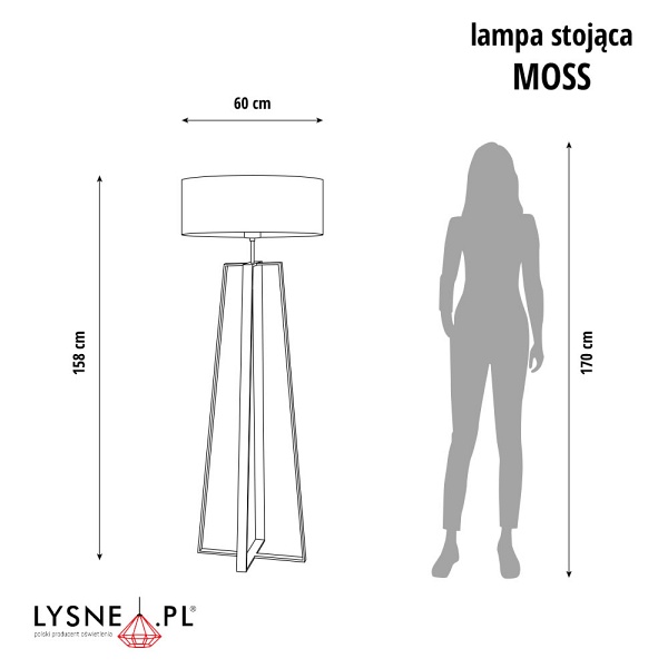 Oświetlenie podłogowe na czarnym stelażu MOSS VELUR  Lysne