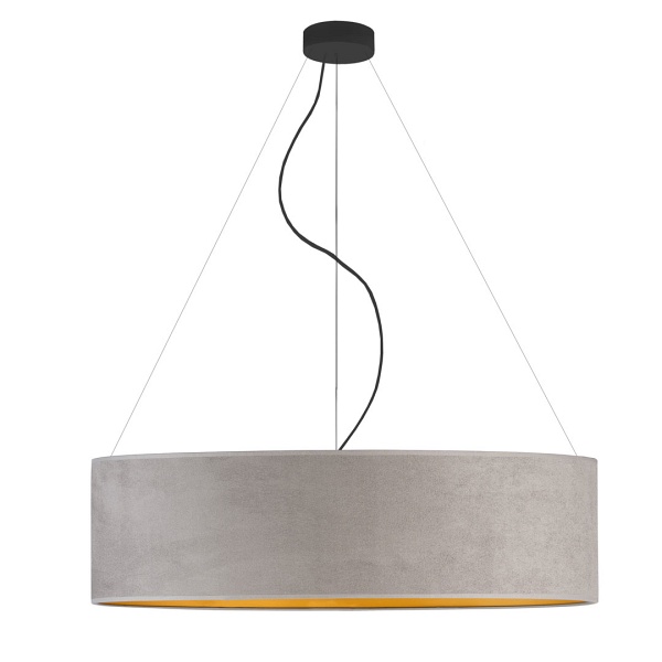 Lampa wisząca PORTO VELUR fi - 80 cm - kolor szary ze złotym wnętrzem  Lysne