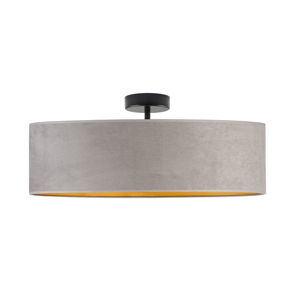 Lampa przysufitowa WENECJA VELUR fi - 60 cm kolor szary ze złotym wnętrzem  Lysne