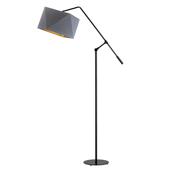 Lampa stojąca na czarnym stelażu COLMA GOLD - złote wnętrze  Lysne