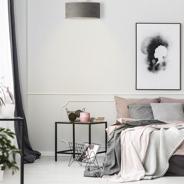 Lampa Nowoczesna  sufitowa WENECJA VELUR fi - 40 cm kolor szary  Lysne