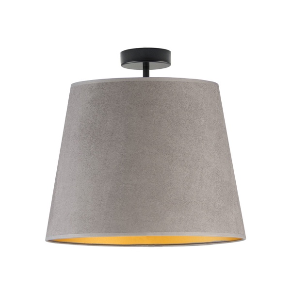 Plafon Designerska iera KAIR VELUR - kolor szary ze złotym wnętrzem  Lysne