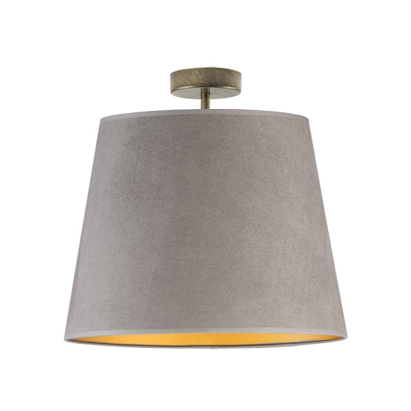 Plafon Designerska iera KAIR VELUR - kolor szary ze złotym wnętrzem  Lysne