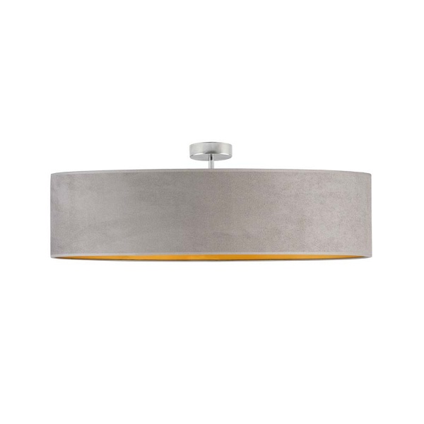 Plafon kuchenny GRENADA VELUR  fi - 80 cm - kolor szary ze złotym wnętrzem  Lysne