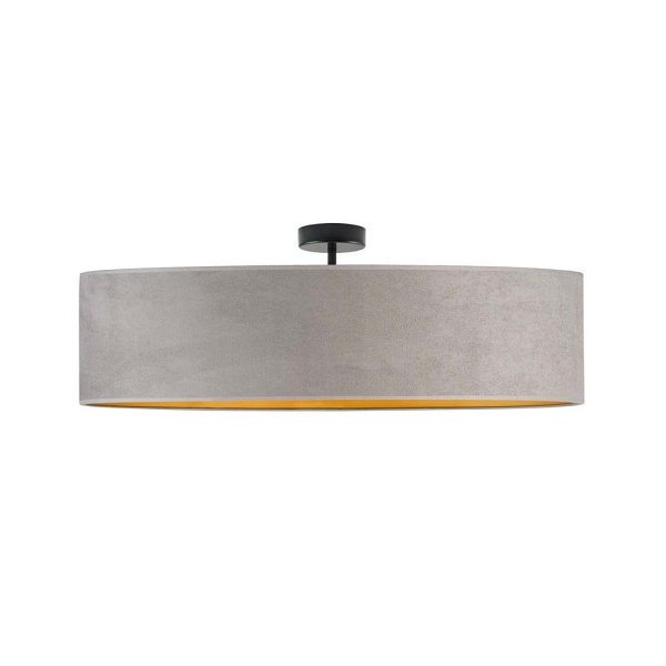 Plafon kuchenny GRENADA VELUR  fi - 80 cm - kolor szary ze złotym wnętrzem  Lysne