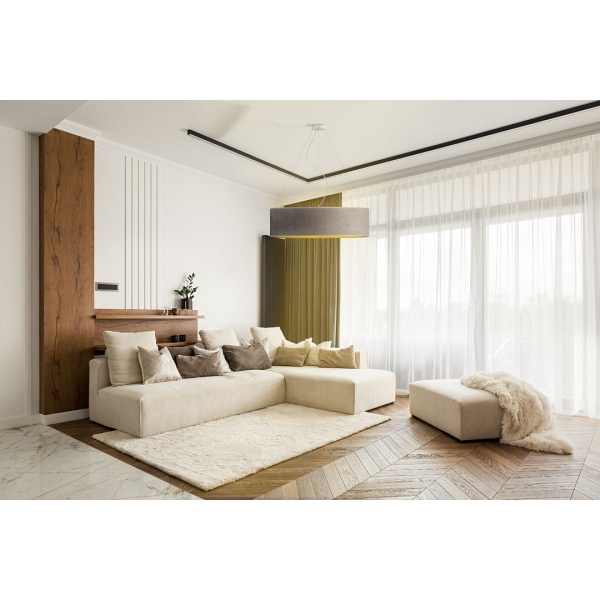 Lampa wisząca PORTO VELUR fi - 80 cm - kolor szary ze złotym wnętrzem  Lysne