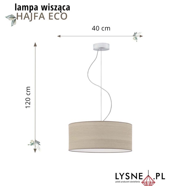 Lampa Designerska  wisząca HAJFA ECO fi - 40 cm - kolor dąb bielony  Lysne