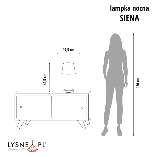 Nowoczesne oświetlenie do sypialni SIENA VELUR  Lysne