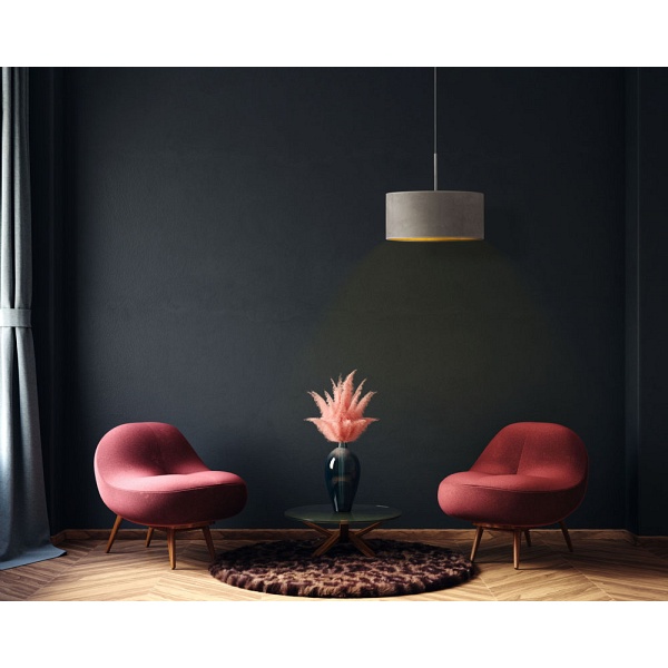 Lampa wisząca z regulacją wysokości SINTRA VELUR fi - 40 cm - kolor szary  Lysne