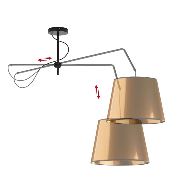 Lampa Złota  wisząca z regulowanym ramieniem OVIEDO MIRROR  Lysne