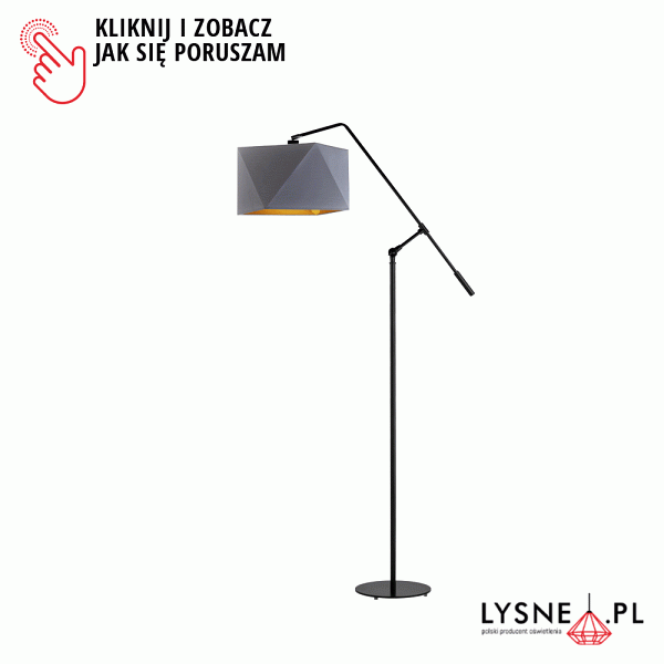 Lampa stojąca na czarnym stelażu COLMA GOLD - złote wnętrze  Lysne