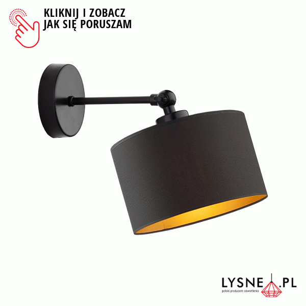 Lampka Czarna  ścienna ze złotym wnętrzem TETE GOLD  Lysne