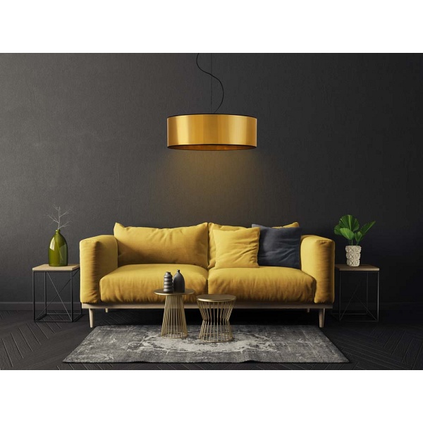 Żyrandol Złoty żyrandol do sypialni z regulacją wysokości HAJFA MIRROR fi - 30 cm  Lysne