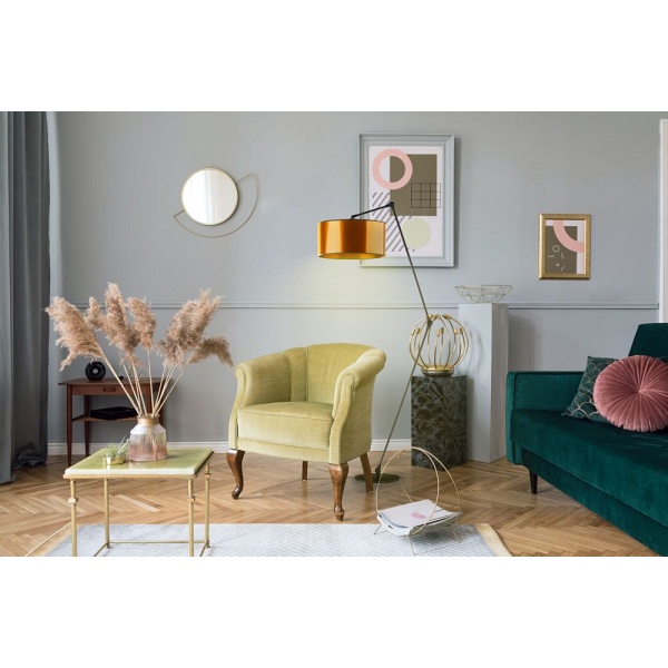 Lampa Czarna  stojąca do salonu BARI MIRROR  Lysne