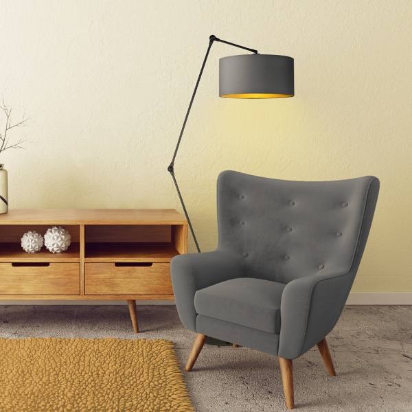 Lampa podłogowa z regulacją kąta padania światła BARI GOLD  Lysne