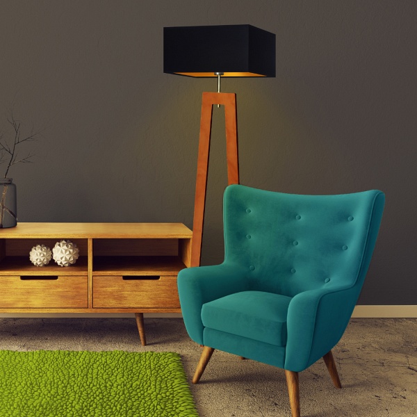 Lampa Drewniana  podłogowa JAWA GOLD  Lysne