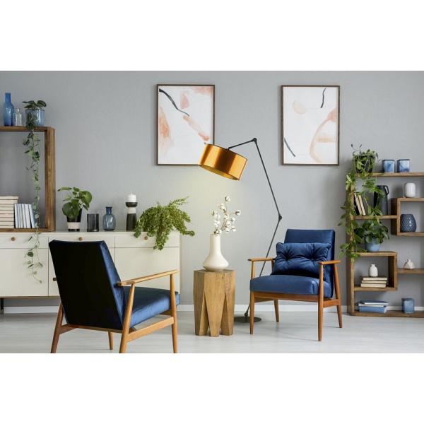 Lampa Czarna  stojąca do salonu BARI MIRROR  Lysne