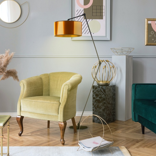 Lampa Czarna  stojąca do salonu BARI MIRROR  Lysne