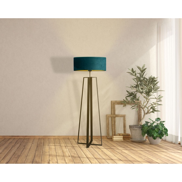 Oświetlenie podłogowe na czarnym stelażu MOSS VELUR  Lysne