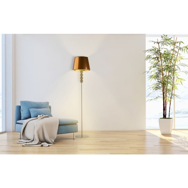 Lampa Czarna  stojąca ze złotym kloszem SEUL MIRROR  Lysne