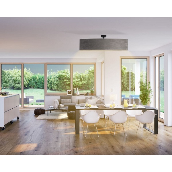 Lampa przysufitowa GRENADA VELUR fi - 100 cm - kolor szary ze złotym wnętrzem  Lysne