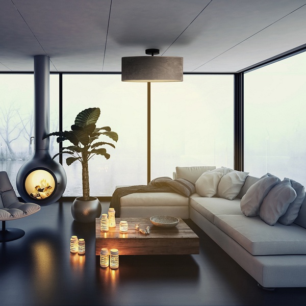 Plafon Lampa owa WENECJA VELUR fi - 50 cm kolor szary  Lysne