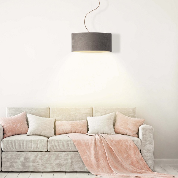 Lampa wisząca z regulacją wysokości HAJFA VELUR fi - 40 cm - kolor szary  Lysne