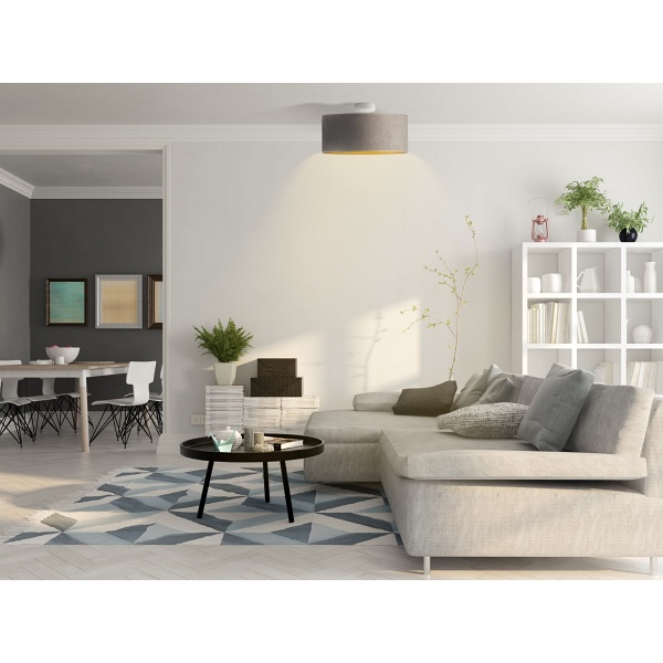 Plafon Nowoczesna iera WENECJA VELUR fi - 40 cm kolor szary ze złotym wnętrzem  Lysne