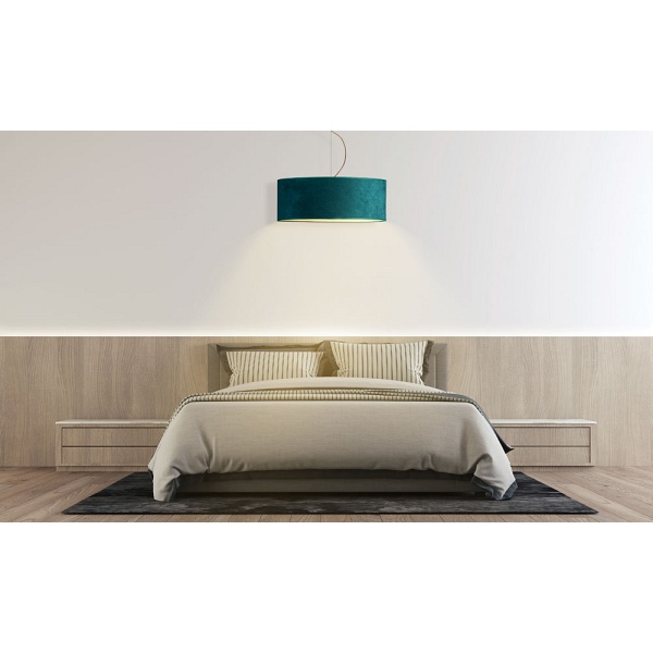 Żyrandol Designerski żyrandol do sypialni HAJFA VELUR fi - 50 cm kolor zieleń butelkowa  Lysne