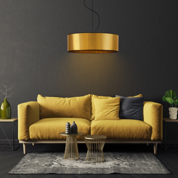 Lampa Złota  wisząca do salonu HAJFA MIRROR fi - 50 cm  Lysne
