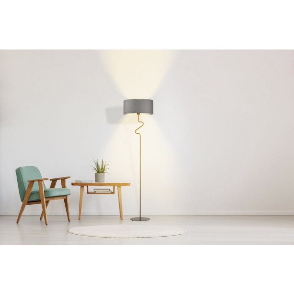 Lampa Czarna  podłogowa z fioletowym kloszem MORONI  Lysne