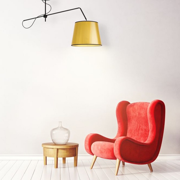 Lampa Złota  wisząca z regulowanym ramieniem OVIEDO MIRROR  Lysne