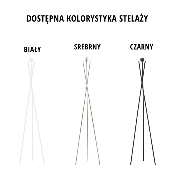 Lampa Biała  stojąca na 3 nogach PARYŻ GOLD  Lysne