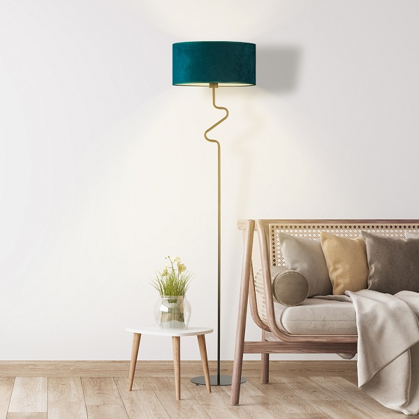 Lampa podłogowa ze złotym wnętrzem MORONI VELUR  Lysne