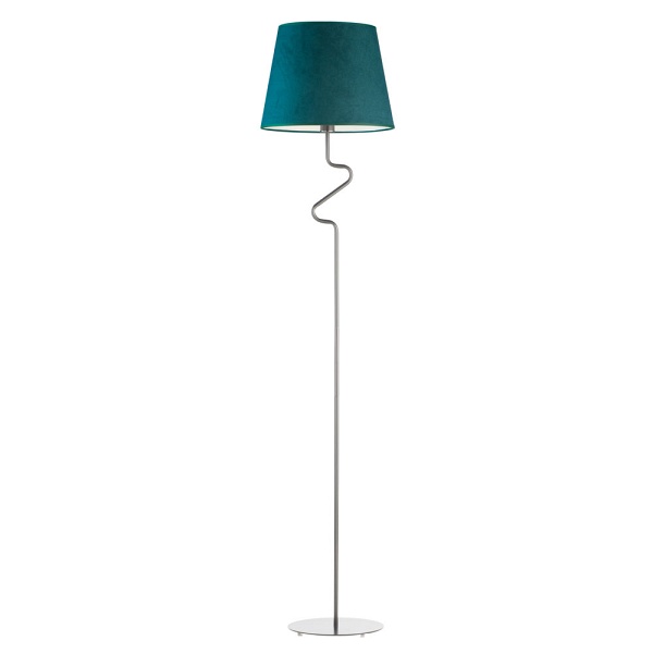 Lampa stojąca na srebrnym stelażu FOGO VELUR  Lysne