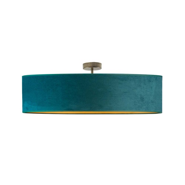 Lampa sufitowa do salonu GRENADA VELUR  fi - 80 cm - kolor zieleń butelkowa ze złotym wnętrzem  Lysne