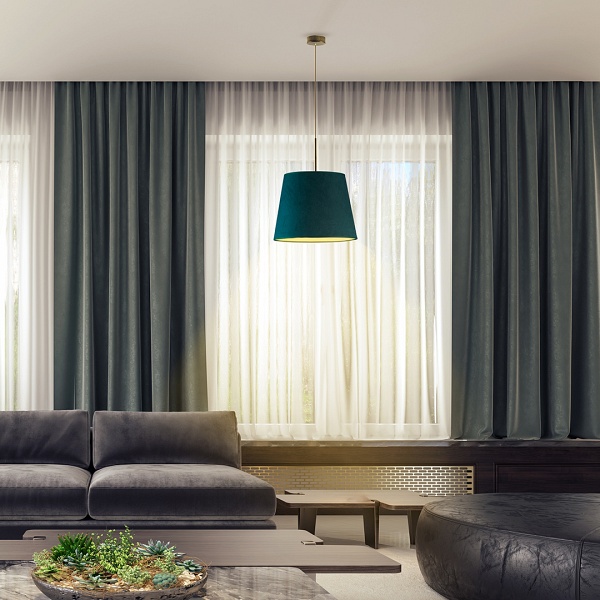 Lampa Ozdobna  wisząca do salonu SARI VELUR - kolor zieleń butelkowa  Lysne