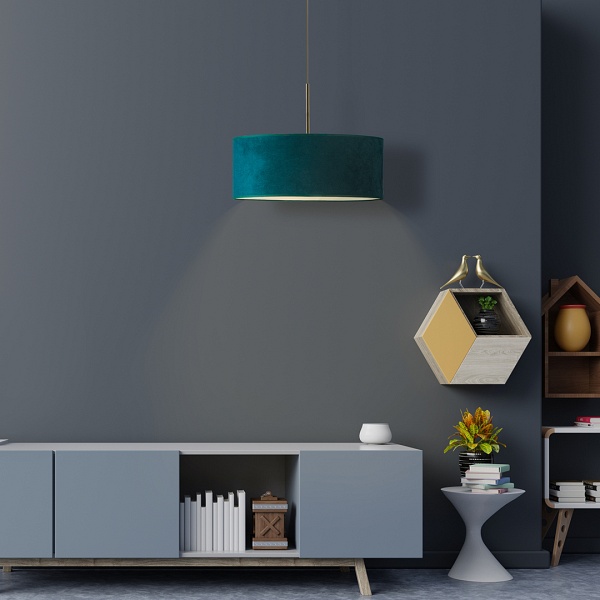 Lampa Welurowa  wisząca SINTRA VELUR fi - 50 cm kolor zieleń butelkowa  Lysne