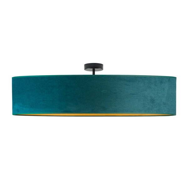 Plafon na białej stopce GRENADA VELUR fi - 100 cm - zieleń butelkowa ze złotym wnętrzem  Lysne