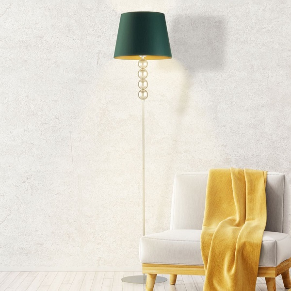 Lampa Designerska  podłogowa z kloszem ze złotym wnętrzem SEUL GOLD  Lysne