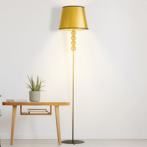 Lampa Czarna  stojąca ze złotym kloszem SEUL MIRROR  Lysne