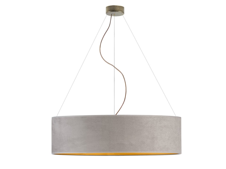 Lampa wisząca PORTO VELUR fi - 80 cm - kolor szary ze złotym wnętrzem  Lysne