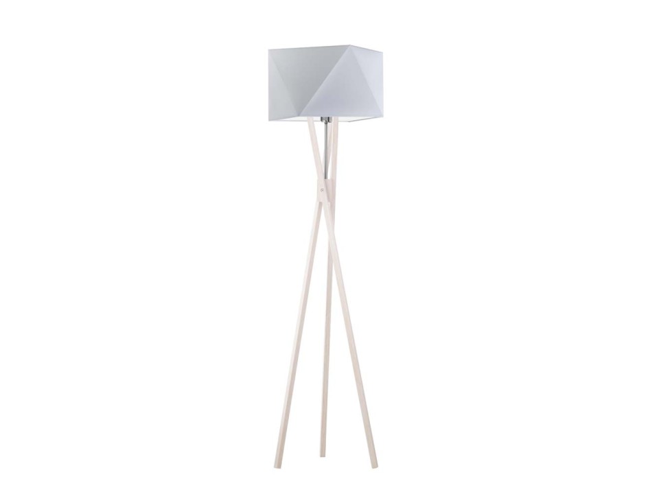 Białą Lampa stojąca z drewna TULUZA  Lysne